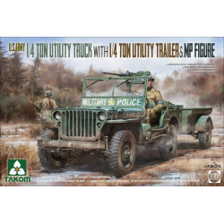  U.S. Army 1/4 ton utility truck with 1/4 ton utility trailer & MP figure. Escala 1:35. Marca Takom. Ref: 2126.