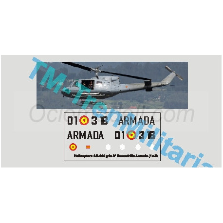 Helicoptero AB-212 "01-318", decoración "gris 3ª Escuadrilla Armada". Escala 1:48. Marca Trenmilitaria. Ref: 000_4805.