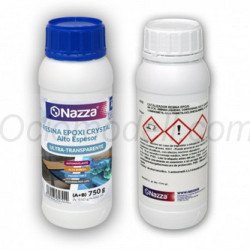 Resina Epoxi Cristal de Alto Grosor - Especial Coladas y Mesas. 750Gr. Marca NAZZA. Ref: CRISTAL.