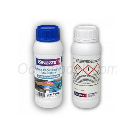 Resina Epoxi Cristal de Alto Grosor - Especial Coladas y Mesas. 750Gr. Marca NAZZA. Ref: CRISTAL.