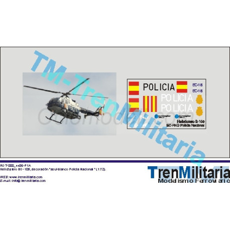 Calcas del helicóptero BO-105, Policia Nacional. Escala 1:72. Marca Trenmilitaria. Ref: 000_4486.