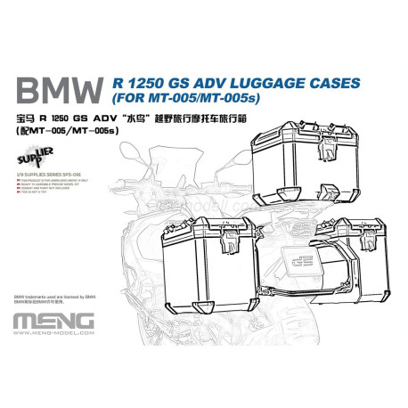 Maletas Equipaje para BMW R1250 GS. Escala 1:9. Marca Meng. Ref: SPS-091.
