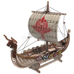 Barco Drakkar Vikingo "Battle Dragon" con 131pz, madera contrachapada. Marca Mr.playwood. Ref: 10113.