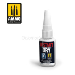 Pegamento de Secado Instantáneo. Bote 21ml. Marca Ammo by Mig Jimenez. Ref: AMIG8046.