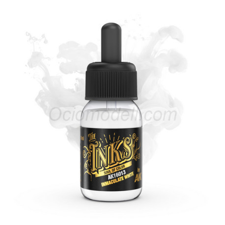 INKS INMACULATE WHITE. Bote de 30 ml. Marca AK Interactive. Ref: AK16013.