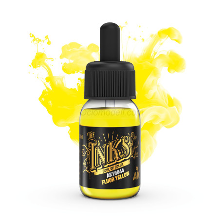 INKS FLUOR YELLOW . Bote de 30 ml. Marca AK Interactive. Ref: AK16044.