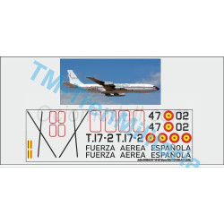 Calcas del Avión BOEING 707 "47-02" decoración "blanco EJERCITO DEL AIRE". Escala 1:72. Marca Trenmilitaria. Ref: 000_8984.