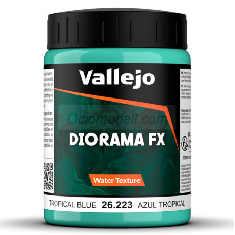 AGUA AZUL TROPICAL. Bote 200 ml. Marca Vallejo. Ref: 26.223, 26223.