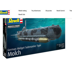 German midget sub -marine type newt. Escala: 1:72. Marca: Revell. Ref: 05187.