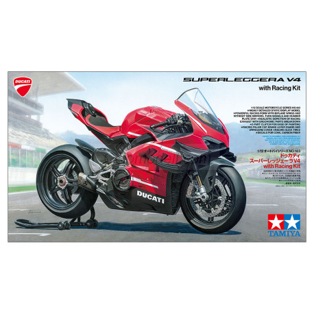 DUCATI SUPERLEGGERA V4 with Racing kit. Escala 1:12. Marca Tamiya. Ref: 14143.