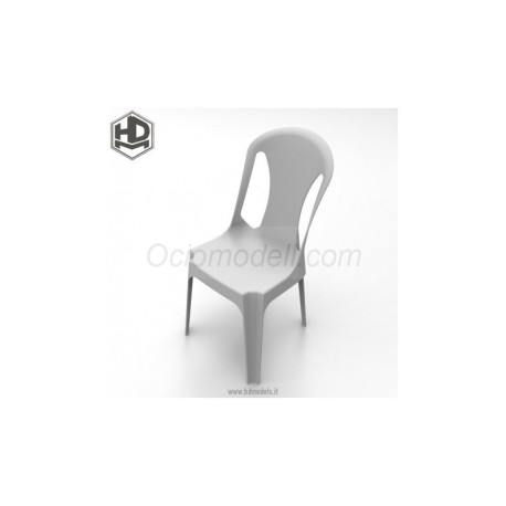 Silla de plástico sin reposa brazos. Escala 1:35. Marca Macone. Ref: HDMD35025.