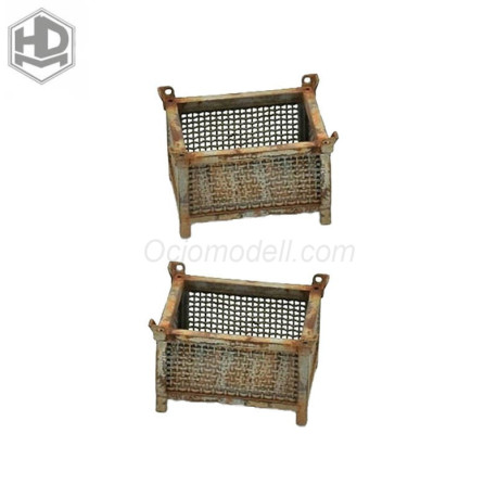 Contenedor metálico, paredes de rejilla (2 uds.). Escala 1:35. Marca Macone. Ref: HDMD35094.