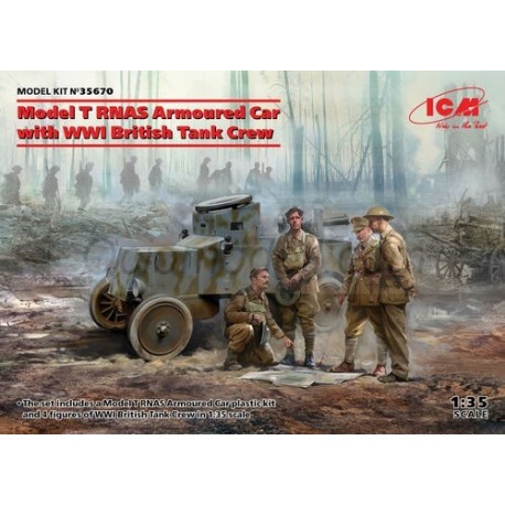 T RNAS Armoured Car with WWI British Tank y 4 Crew. Escala 1:35. Marca ICM. Ref: 35670.