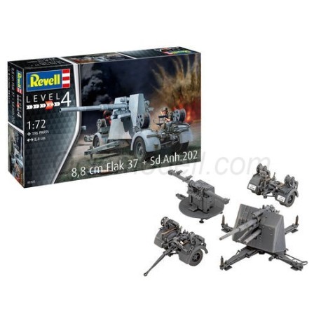 8,8 cm Flak 37 + Sd.Anh.202. Escala 1:72. Marca Revell. Ref: 03325.