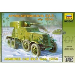 BA-3 mod. 1934 Soviet WW2 Armored Car. Escala 1:35. Marca Zvezda. Ref: 3546.