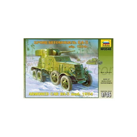 BA-3 mod. 1934 Soviet WW2 Armored Car. Escala 1:35. Marca Zvezda. Ref: 3546.