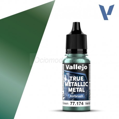 TRUE METALLIC METAL, Verde Sombrío, AIRBRUSH. Marca Vallejo. Ref: 77174, 77.174.