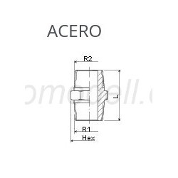 Racor Machón, Aerografía 1/4-1/4, Acero. Marca ESTO. Ref: 1414.