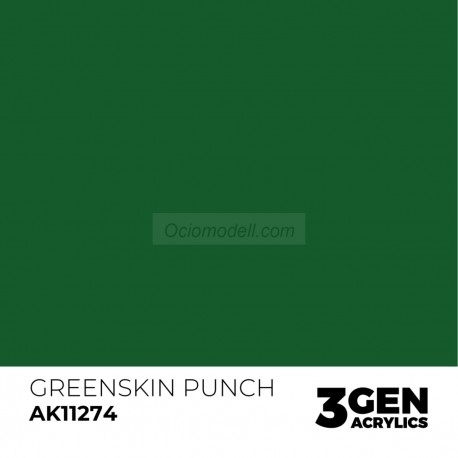 Acrílicos de 3rd Generación, GREENSKIN – COLOR PUNCH. Bote 17 ml. Marca Ak-Interactive. Ref: Ak11274.
