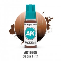 ACRYLIC WASH, SEPIA FILTH. Bote 17 ml. Marca Ak-Interactive. Ref: Ak19305.
