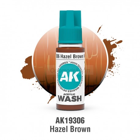 ACRYLIC WASH, HAZEL BROWN. Bote 17 ml. Marca Ak-Interactive. Ref: Ak19306.