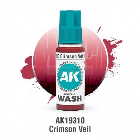 ACRYLIC WASH, CRIMSON VEIL. Bote 17 ml. Marca Ak-Interactive. Ref: Ak19310.