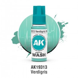 ACRYLIC WASH, VERDIGRIS. Bote 17 ml. Marca Ak-Interactive. Ref: Ak19313.