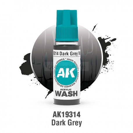 ACRYLIC WASH, DARK GREY. Bote 17 ml. Marca Ak-Interactive. Ref: Ak19314.