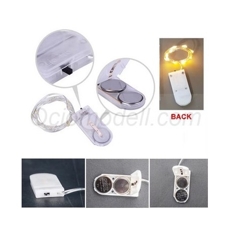 luces Led 5 m, alambre de cobre plateado, 2 x CR2032. Marca OCIOMODELL. Ref: LED5M.