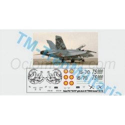 Calcas del Avión Caza F18 "15-70", decoración "gris ALA 15 "75000 horas"". Escala 1:72. Marca Trenmilitaria. Ref: 000_9159.