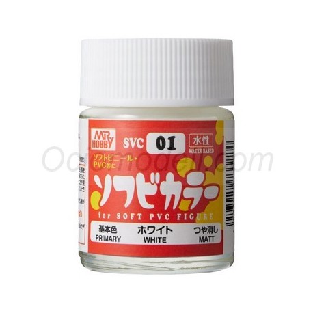 Pintura Aqueous Hobby Color,Soft Vinyl Color, BLANCO . Bote 18 ml. Marca MR.Hobby. Ref: SVC01.