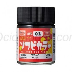 Pintura Aqueous Hobby Color,Soft Vinyl Color, NEGRO. Bote 18 ml. Marca MR.Hobby. Ref: SVC02.
