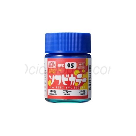 Pintura Aqueous Hobby Color,Soft Vinyl Color, AZUL. Bote 18 ml. Marca MR.Hobby. Ref: SVC05.
