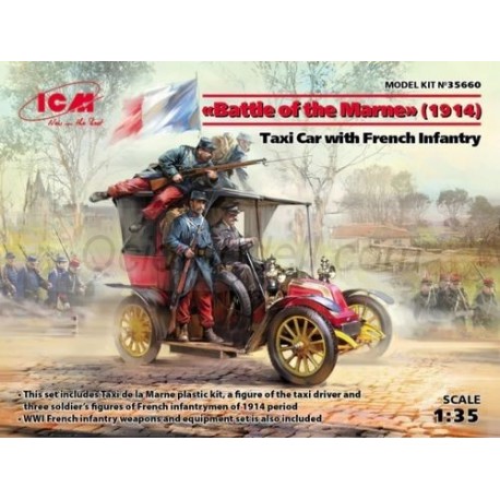 Coche Taxi Car w/French Infantry Battle of the Marne 1914 . Escala 1:35. Marca ICM. Ref: 35660.