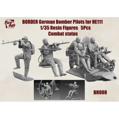 Figuras German Bomber Pilots for He111, Combat Status. 5uds. Escala 1:35. Marca Bordermodel. Ref: BR-008.