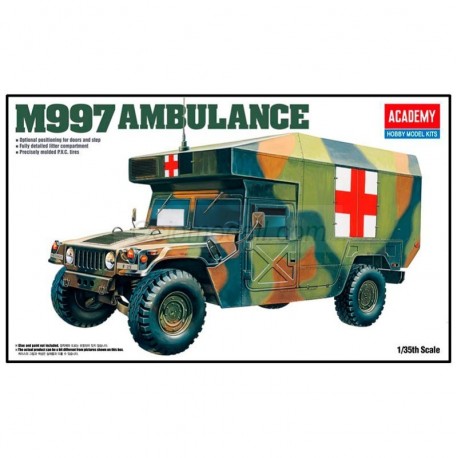 Maqueta de plástico, Vehículo M997 Maxi Ambulance. Escala 1:35. Marca Academy. Ref: 13243.