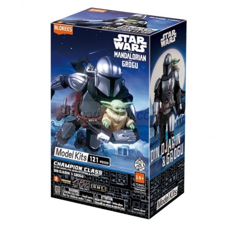 Figura Champion Class Star Wars 05: Mandalorian & Grogu, 13cm. Marca BLOKEES. Ref: 75805.