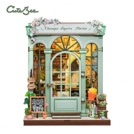 Ensamblar y fácil montaje, Book Nook Floristería "Champs Elysees Florist" con 199 pzs. Marca CUTEBEE. Ref: CWGC201.