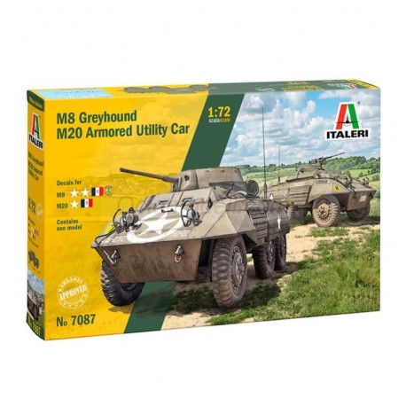 Tanque o Vehiculo para pintar y ensamblar M8 Greyhound / M20 Armored Utilikty car. Escala 1:72. Marca Italeri. Ref: 7087.