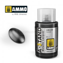 A-STAND Gunmetal. Bote de 30 ml. Marca Ammo of Mig Jimenez. Ref: AMIG2319, 2319.