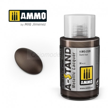 A-STAND Hierro Quemado. Bote de 30 ml. Marca Ammo of Mig Jimenez. Ref: AMIG2320, 2320.