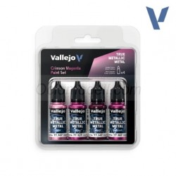 TRUE METALLIC METAL, Magenta Carmesí, Crimson Magenta SET, 4 Colores. Marca Vallejo. Ref: 77261, 77.261.