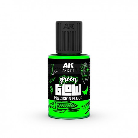 GLOW VERDE FLUOR DE PRECISIÓN. Bote de 30 ml. Marca AK Interactive. Ref: AK12114.