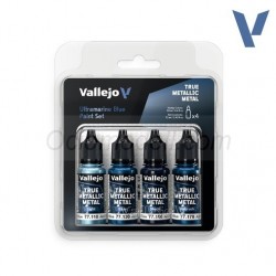 TRUE METALLIC METAL, Azul Ultramar SET, 4 Colores. Marca Vallejo. Ref: 77263, 77.263.