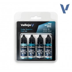TRUE METALLIC METAL, Azul Ultramar SET, 4 Colores. Marca Vallejo. Ref: 77263, 77.263.