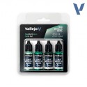 TRUE METALLIC METAL, Verde Escarabajo SET, 4 Colores. Marca Vallejo. Ref: 77265, 77.265.