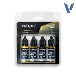 TRUE METALLIC METAL, Oro Verde SET, 4 Colores. Marca Vallejo. Ref: 77267, 77.267.
