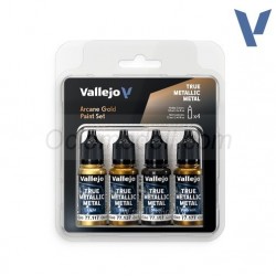 TRUE METALLIC METAL, Oro Arcano SET, 4 Colores. Marca Vallejo. Ref: 77268, 77.268.