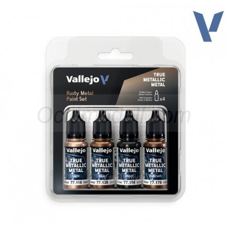 TRUE METALLIC METAL, Metal Oxidado SET, 4 Colores. Marca Vallejo. Ref: 77269, 77.269.