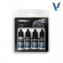 TRUE METALLIC METAL, Negro Obsidiana SET, 4 Colores. Marca Vallejo. Ref: 77270, 77.270.